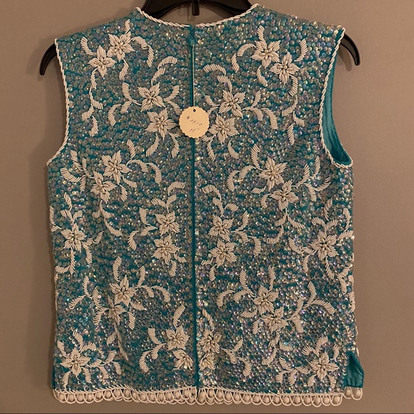 Vintage Blue Bead Stephen Chu Blouse - Picture 5 of 9